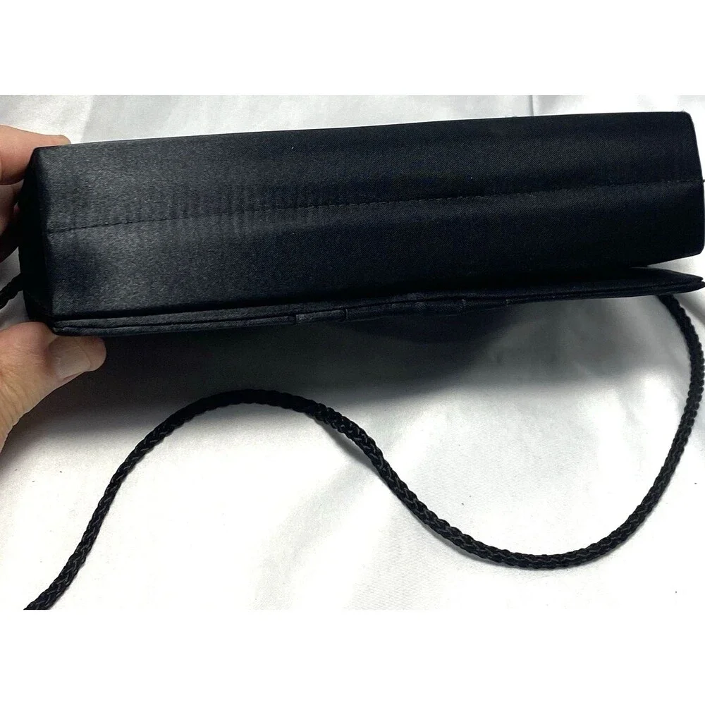 Style & Co. Women's Black Satin Faux Diamond Jewels Snap Closure Clutch